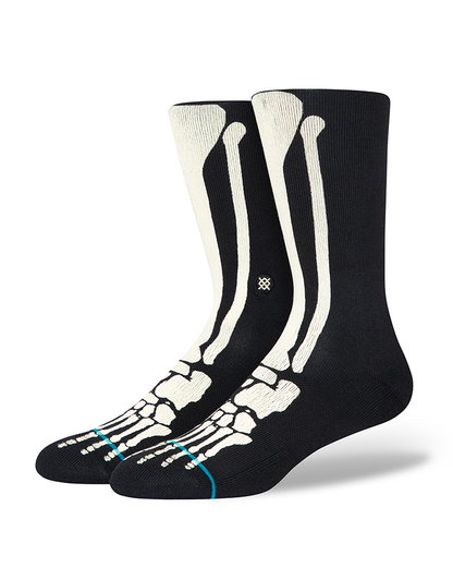 Stance Tagessocke Crew Bonez Infiknit (Knochen) schwarz - 1 Paar